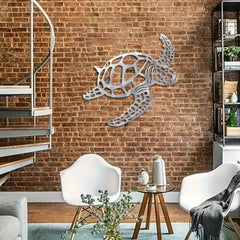 Metal Sea Turtle Ornament Beach Theme Decor Wall Art Decorations Wall Hanging For Indoor Living Room Decor Metal Turtle Wall Art