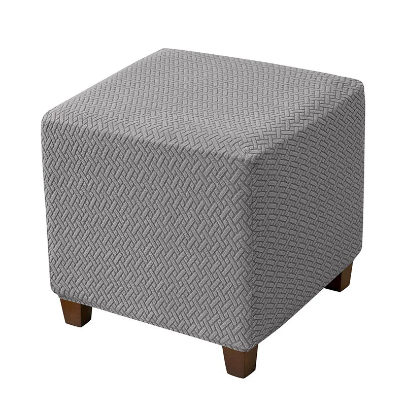 1PC Stretch Ottoman Slipcover Stool Cover T-shape Jacquard Elastic Square Sofa Footrest Covers for Living Room Office Home Decor