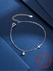 925 Sterling Silver Elegant Cross Shaped Zircon Bracelet For Women Anniversary Party Fashion High Quality Fine Jewelry Gifts