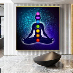 Canvas Painting Art Posters Prints Indian Buddha Meditation 7 Chakra Yoga Sports Wall Art Pictures for Living Room Bedroom Decor
