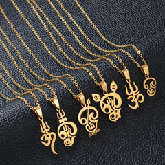 1PC/Tamil Aum Om Hinduism Indian Symbol Hindu Pendant Necklaces For Women Girls Stainless Steel India Religion Jewelry #552862