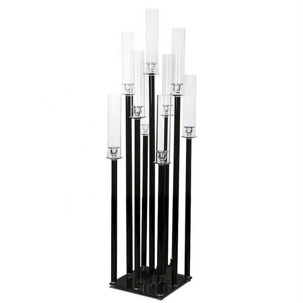 Black 8 Heads Candle Holders Set, Wedding Party Table Centerpieces, Geometric Candelabra for Event Decor