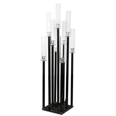 Black 8 Heads Candle Holders Set, Wedding Party Table Centerpieces, Geometric Candelabra for Event Decor