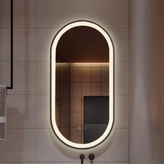 Voltsify Modern Oval LED Wall Mirror Art Metal Framed, Anti-fog Film, Sensor Switch, Three Color Temperatures Home Decor