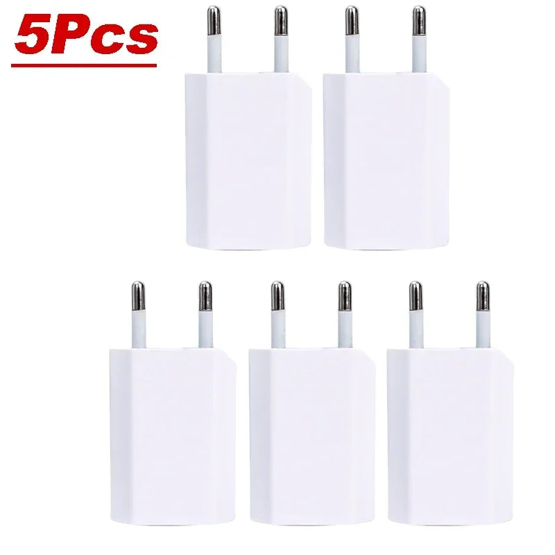 1-5Pcs Mini Universal 5V 1A EU Plug USB Wall Phone Charger For iPhone Samsung Xiaomi Redmi Google Huawei Charger Power Adapter
