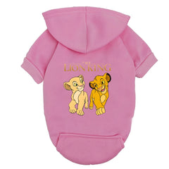 Lion King Dog Hoodie - Cute Simba Nala Puppy Sweater for Small Breed Dogs - Blue Fleece Pet Clothes Outfit