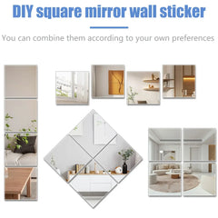 3D Mirror Wall Art Sticker DIY Square Acrylic Decal 2mm Full Body Wall Mirror Stickers for Bedroom Living Room Home Decor 2/4pcs