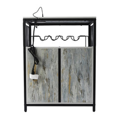 RGB Wine Bar Cabinet FreeStanding Liquor Storage Cabinet Alcohol Display Cabinet with Glass Holder & Outlet Kitchen & Dining Furniture