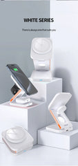 3 in 1 Foldable Charging Station Fast Magnetic Wireless Charger Stand for iPhone 17 16 15 14 13 12 Apple Watch 8 7 6 Airpods Pro