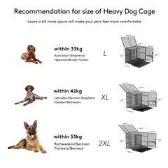 XXL Large Heavy Duty Dog Crate Strong Pet Cage Tear Resistant Square Tube Metal Kennel Playpen with Lockable Wheels and Tray Pet Shop