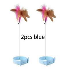 Cat Feather Collar Toy, Interactive Toys for Indoor Cats Self Play Funny Teaser Wand Neck Toy Feathers with Bell Pet Shop