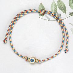 Lucky Eye Adjustable Colorful Braided Rope Bracelet Turkish Evil Eye Bead Copper Zircon Charm Bracelet for Women Men Jewelry