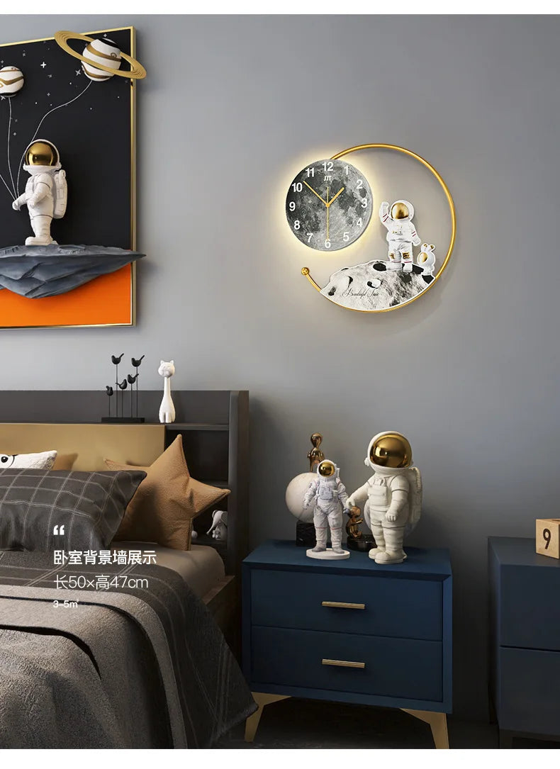 Living room light luxury creative clock wall lamp Home Decor