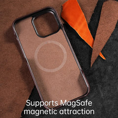 for Magsafe Case for iPhone 15 16 17 18 Pro Max Air 18Pro Natural Cowhide Leather Magnetic Protector Luxury Phone Back Cover