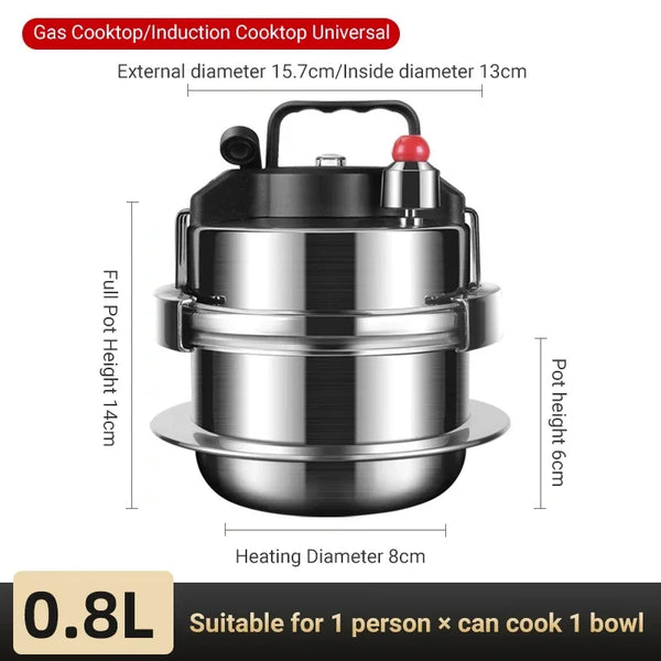 0.8-2L Outdoor Camping Small Pressure Cooker 304 Stainless Steel Portable Rice Cooker for Kitchen Tools, Cooking Utensils