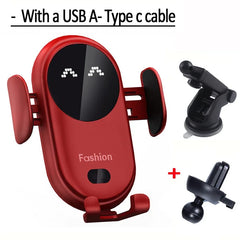 Fashion Qi Fast Wireless Charger Car Phone Holder Smart Infrared Sensor Air Vent Mount Automatic Clamping Mobile Phone Stand S11