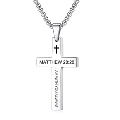 Christian Bible Verse Cross Pendant Necklace Stainless Steel Religious Scripture Prayer Jewelry Gifts