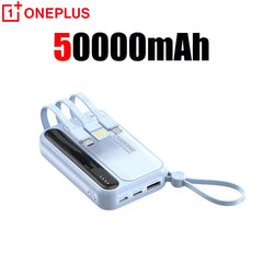 Oneplus 4 In1 Power Bank 50000mAh Large Capacity Built in Cables Intelligent Digital Display Light Portable Battery For Iphone