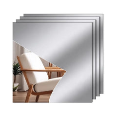 3D Mirror Wall Art Sticker DIY Square Acrylic Decal 2mm Full Body Wall Mirror Stickers for Bedroom Living Room Home Decor 2/4pcs