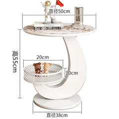 Luxury Side Table Modern Round Coffee Table for Living Room Furniture & Balcony Multifunctional Couchside Drink Table with Geometric Base