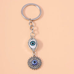 Aihua Lucky Eye Alloy Fatima Hand Keychain Heart Glass Bead Blue Turkish Evil Eye Key Chain Car Keyring for Women Men Jewelry
