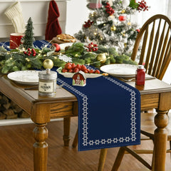 Hexagram Hanukkah Linen Table Runner Party Decor Star of David Jewish Chanukah Holiday Kitchen Table Runner Hanukkah Decorations