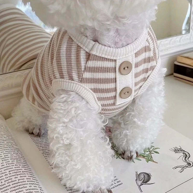 New Pet Dog Striped Sweatshirt Dog Clothes for Small Dogs Puppy Summer Clothes Soft Cat Dog Vest Bichon Chihuahua Dog Costumes Pet Shop Pet Clothing