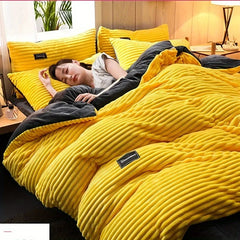 Puffy Duvet Cover Super Soft Plush Bedding Set Fall And Winter Thickened Plush Double Bed Cove