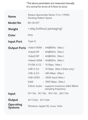 Baseus 12-in-1 USB C HUB to HDMI 4K@60Hz Dual Display USB 3.2 Adapter with RJ45 SD TF PD 100W Docking Station for Window Mac Hub