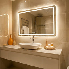 Hardwired Bathroom Mirror with LED Lights Wall Mounted Mirror IP54 Waterpoof Touch Switch Smart LED Mirror