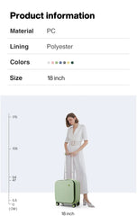 Mixi New Patent Design Carry On Suitcase Women 18 Inch Rolling Luggage Men Polycarbonate Aluminum Frame Elegant Noble