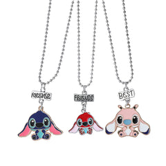 Couple's Stitch Heart Necklace - Gold & Silver Angel And Stitch Cute Style Jewelry Pendant Gift for Girls
