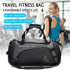 Waterproof Nylon Gym Bag – Dry & Wet Separation Sports Travel