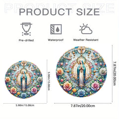 Virgin Mary Suncatcher - Round Acrylic Wall Art, Stained Style Hanging Decor, Ideal for Living Room, Bedroom,Perfect Family Gift