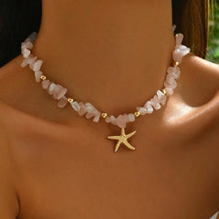 Fashionable  Natural Seashell Beaded Necklace Shell Pendant Ocean Inspired Jewelry Choker Suitable Holiday Party Daily