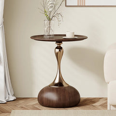 Walnut Color Side Table Carbon Steel Imitation Wood Grain Coffee Tables Bedroom Furniture Cupboard Antique Style Modern Furniture