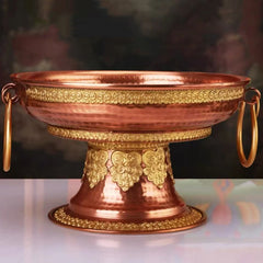 Tibetan-Style Fruit Tray Nepal Altars Platter,Engraving Pisces Hammer Texture Copper Tray,Buddhist Item Holy Plate Decoration