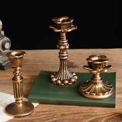 Vintage Taper Candle Holders - Antique Bronze Finish Resin Candle Sticks for Wedding, Dinner Party, Table Centerpiece Decor