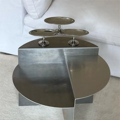 MOMO Stainless Steel Coffee Table Wabi-sabi Style Round Metal Coffee Table Korean Netflix Designer Models Side Table Living Room Furniture