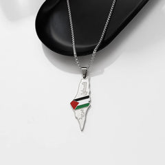 Al-Aqsa Islamic Mosque Pendant Necklace Geometric Map Chain Jewelry Gift Accessories for Women Men