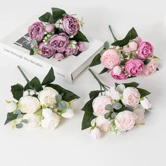 30CM Artificial Flowers Silk Peony Bouquet Festival Vases for Decoration Craft Home Garden Living Room Wedding Accessories props Home Decor, Plants & flowers