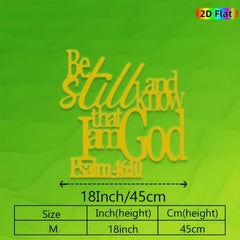 "Be Still and Know I Am God" Metal Wall Art, Psalm 46:10 Bible Verse, Religious Decor for Church Office, Gold White Black, Chris