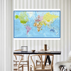 Wall Poster Map of The World French Language Polyester Vinyl Painting Office School Supplies Home Decoration Carte Monde