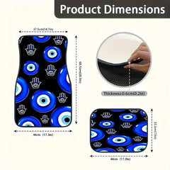 4pcs Car Floor Mats with Evil Eye Graphics - High Quality 3D Printing, Perfect for All Seasons, Great Gift for Men And Women