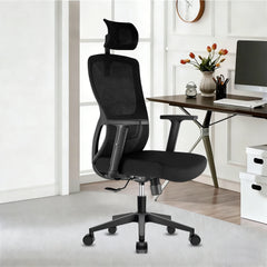Durrafy Ergonomic Office Chair with Adjustable Headrest, Lumbar Support, Mesh Backrest, Computer Desk Chair for Office Furniture