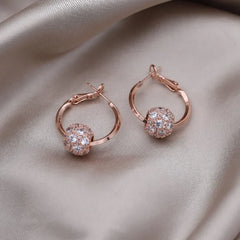 Real Gold Plated Zircon Bead Earrings – Luxury Women’s Party Jewelry