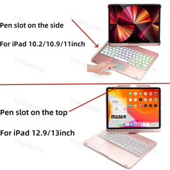 360 Degree Magic Keyboard Case For iPad Air13 11 2024 M2 Pro12.9 11 iPad 10.5 10.2 7/8/9 10th Air4 5 10.9 Backlit Keyboard Funda