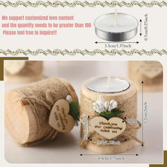 6/12/24PCS Guest Gift Candle for Wedding Wooden Tealight Candle Holders Bridal Shower Thank You Gifts for Baby Shower Home Decor