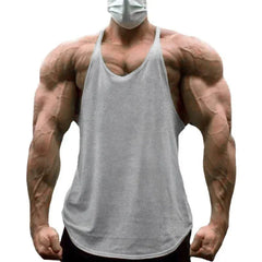 Plain Gym Fitness Bodybuilding Muscle Tank Tops Mens Running Sport Sleeveless Y-back Vests Summer Cool Cotton Breathable Shirts