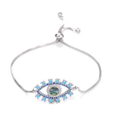 Juya 18K Real Gold Plated Adjustable Chains Multicolor Zirconia Hamsa Fatima Enamel Greek Evil Eye Charms Bracelets For Women